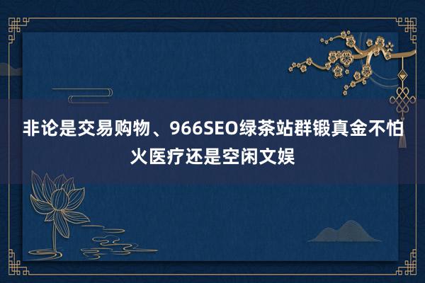 非论是交易购物、966SEO绿茶站群锻真金不怕火医疗还是空闲文娱